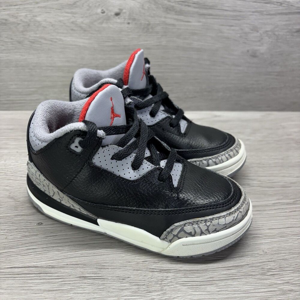 Air Jordan 3 Retro "BLACK CEMENT" Baby Toddler Shoes Sz 10C Fire Red DM0968-010